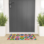 Colorful Flowers Happy Retro Plastic-Look Pattern Welcome Mat Gallery Image 3