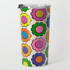 Colorful Flowers Happy Retro Plastic-Look Pattern Travel Mug Gallery Image 3