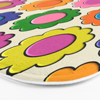 Colorful Flowers Happy Retro Plastic-Look Pattern Bath Mat Gallery Image 3