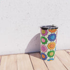 Colorful Flowers Happy Retro Plastic-Look Pattern Travel Mug Gallery Image 4