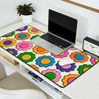Colorful Flowers Happy Retro Plastic-Look Pattern Desk Mat Gallery Image 2