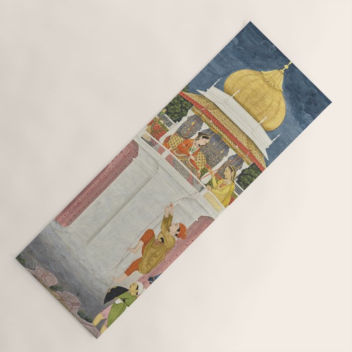 PRINCE CLIMBING TO HIS BETROTHED PROPERTY INDIA 18TH CENTURY  Yoga Mat Gallery Image 1