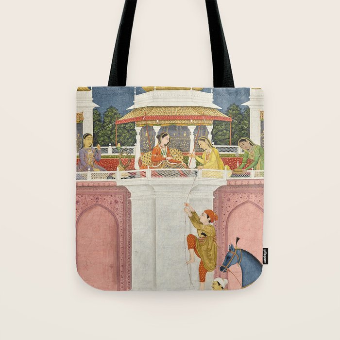 PRINCE CLIMBING TO HIS BETROTHED PROPERTY INDIA 18TH CENTURY  Tote Bag Gallery Image 1