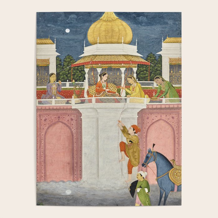 PRINCE CLIMBING TO HIS BETROTHED PROPERTY INDIA 18TH CENTURY  Poster Gallery Image 4