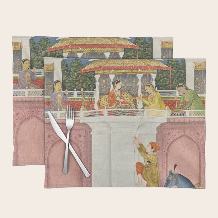 PRINCE CLIMBING TO HIS BETROTHED PROPERTY INDIA 18TH CENTURY  Placemat Gallery Image 1