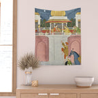 PRINCE CLIMBING TO HIS BETROTHED PROPERTY INDIA 18TH CENTURY  Wall Tapestry Gallery Image 2