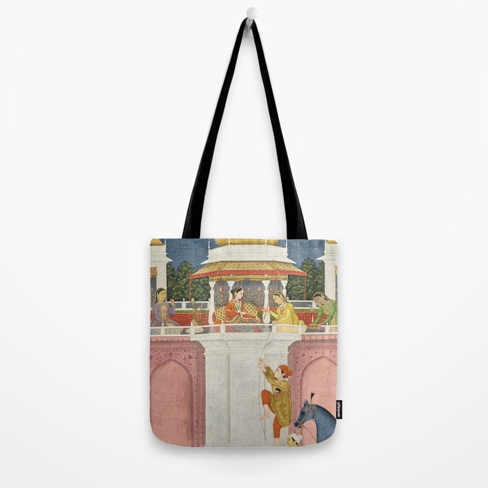 PRINCE CLIMBING TO HIS BETROTHED PROPERTY INDIA 18TH CENTURY  Tote Bag Gallery Image 2