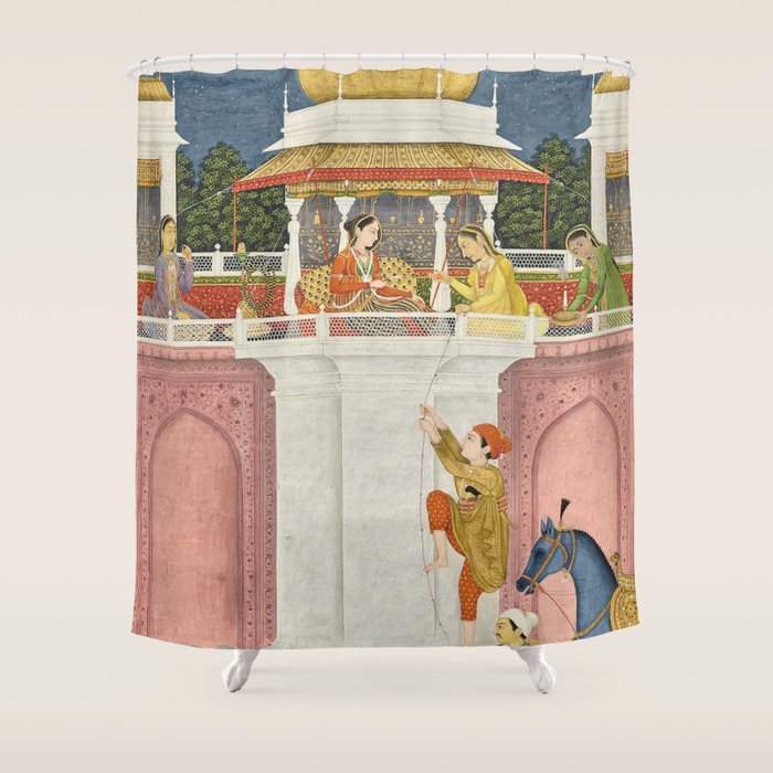 PRINCE CLIMBING TO HIS BETROTHED PROPERTY INDIA 18TH CENTURY  Shower Curtain Gallery Image 1