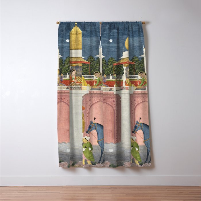 PRINCE CLIMBING TO HIS BETROTHED PROPERTY INDIA 18TH CENTURY  Window Curtain Gallery Image 3