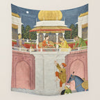 PRINCE CLIMBING TO HIS BETROTHED PROPERTY INDIA 18TH CENTURY  Wall Tapestry Gallery Image 4