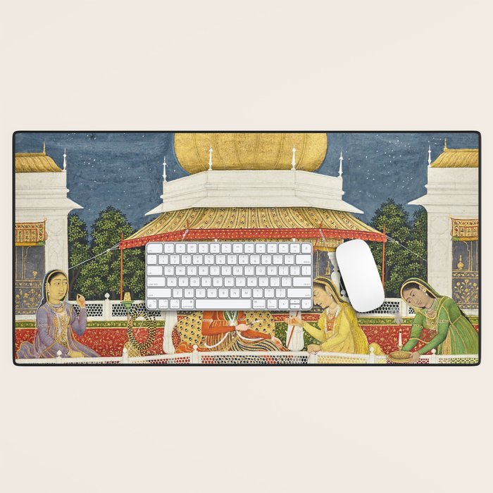 PRINCE CLIMBING TO HIS BETROTHED PROPERTY INDIA 18TH CENTURY  Desk Mat Gallery Image 1