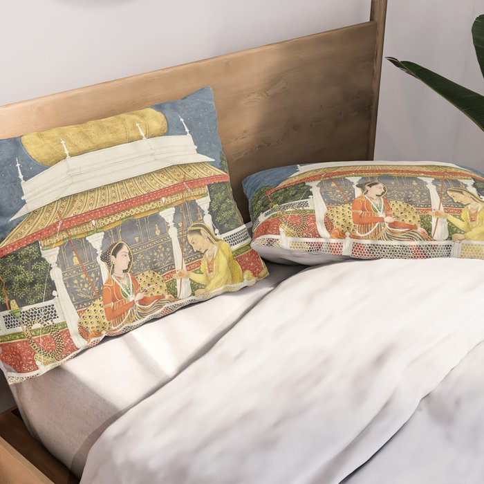 PRINCE CLIMBING TO HIS BETROTHED PROPERTY INDIA 18TH CENTURY  Pillow Sham Gallery Image 2