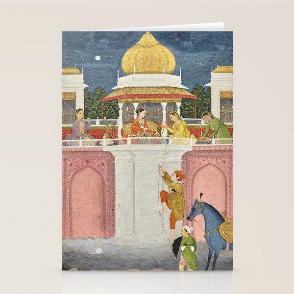 PRINCE CLIMBING TO HIS BETROTHED PROPERTY INDIA 18TH CENTURY  Stationery Card Gallery Image 1
