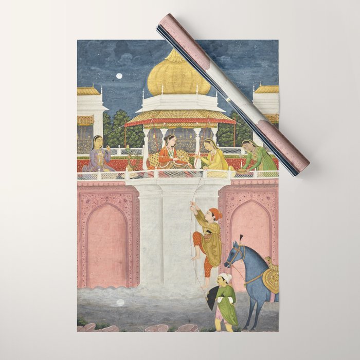 PRINCE CLIMBING TO HIS BETROTHED PROPERTY INDIA 18TH CENTURY  Wrapping Paper Gallery Image 1