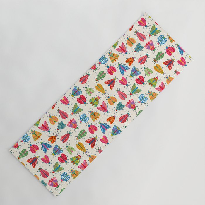 Wonderful Winged Insects - Colorful Retro Bugs Yoga Mat Gallery Image 1