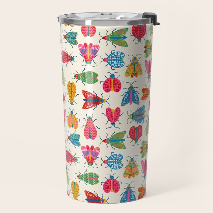 Wonderful Winged Insects - Colorful Retro Bugs Travel Mug Gallery Image 2