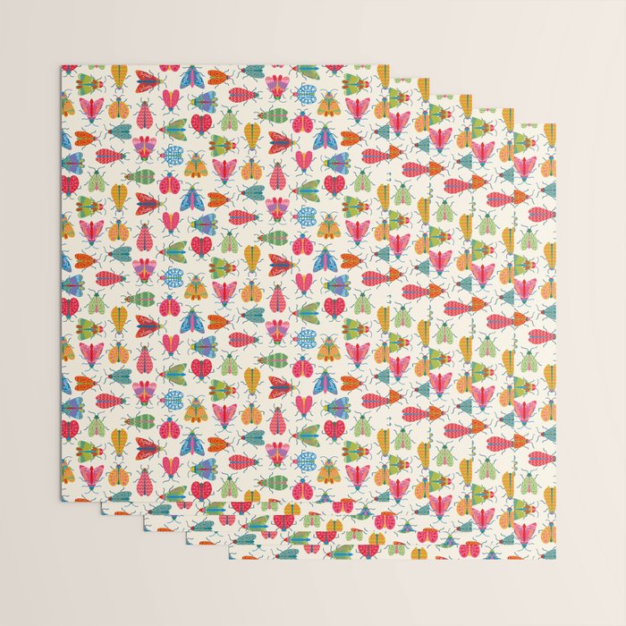 Wonderful Winged Insects - Colorful Retro Bugs Wrapping Paper Gallery Image 3