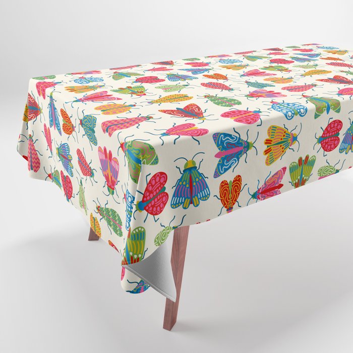 Wonderful Winged Insects - Colorful Retro Bugs Tablecloth Gallery Image 1
