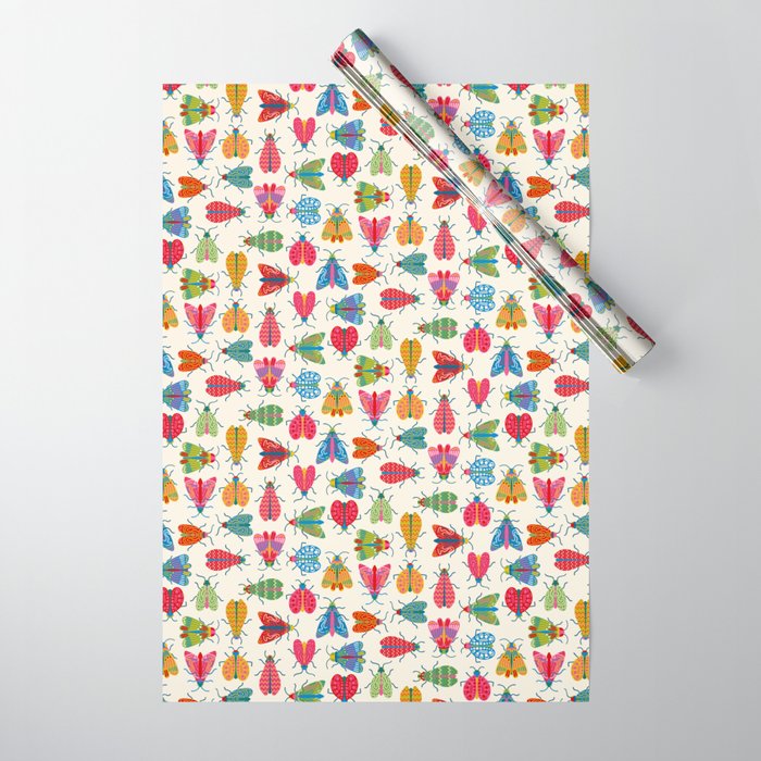 Wonderful Winged Insects - Colorful Retro Bugs Wrapping Paper Gallery Image 1