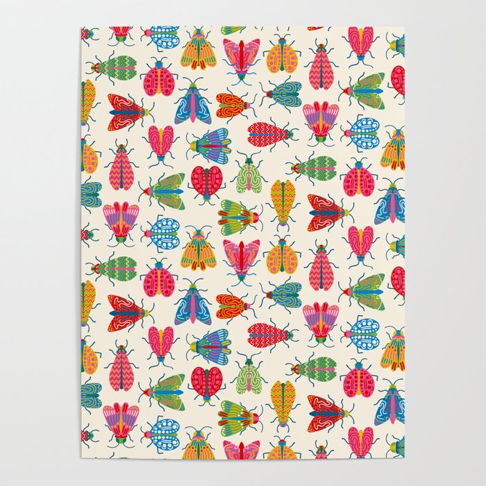 Wonderful Winged Insects - Colorful Retro Bugs Poster Gallery Image 1
