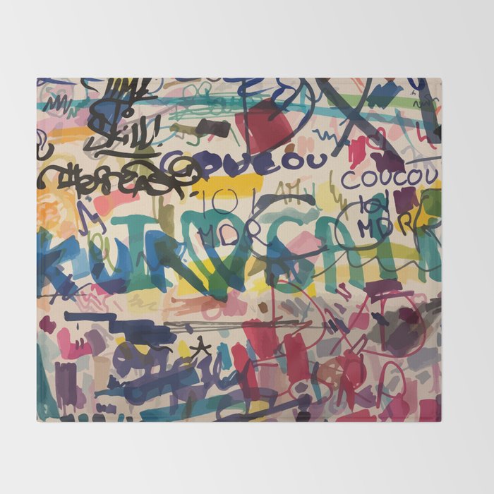 Urban Graffiti Paper Street Art Throw Blanket Gallery Image 2