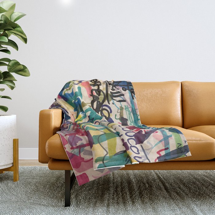 Urban Graffiti Paper Street Art Throw Blanket Gallery Image 1