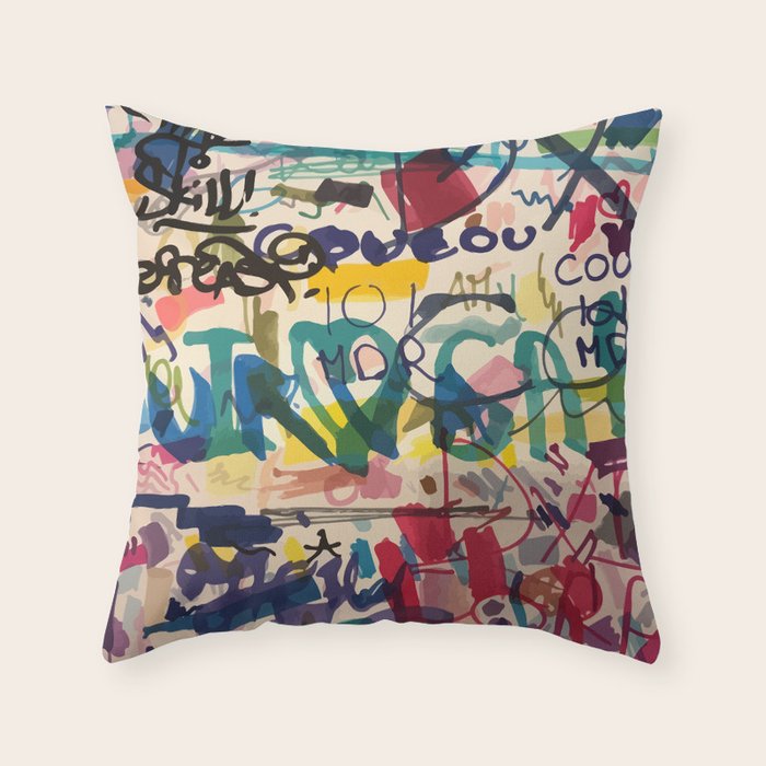 Urban Graffiti Paper Street Art Throw Pillow Gallery Image 6