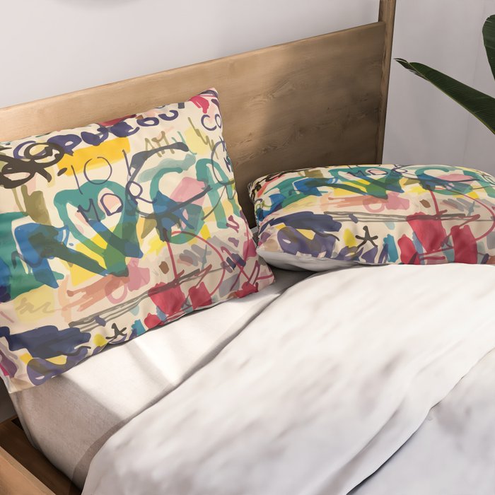 Urban Graffiti Paper Street Art Pillow Sham Gallery Image 2