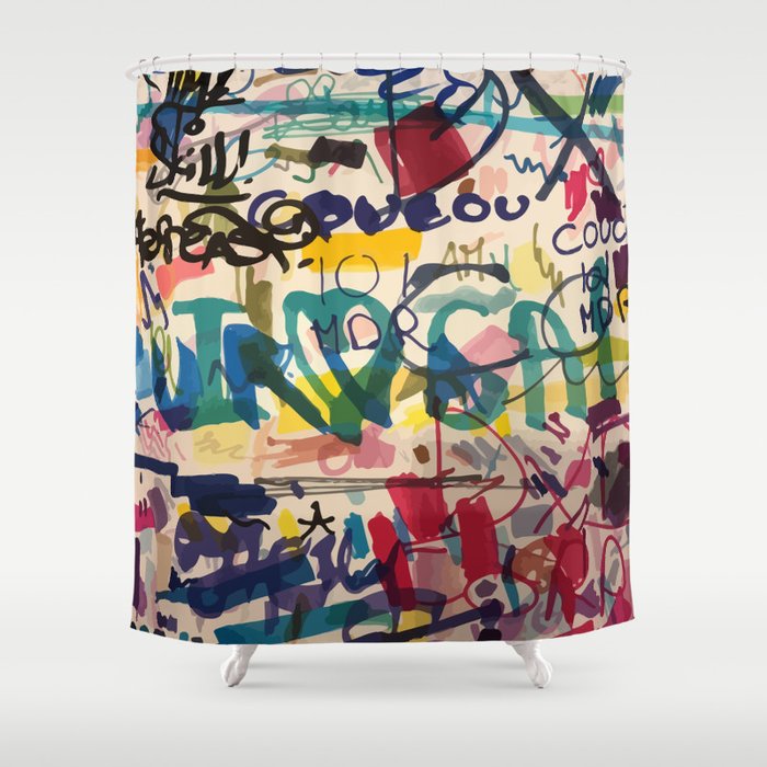 Urban Graffiti Paper Street Art Shower Curtain Gallery Image 1
