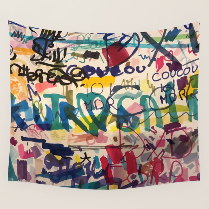 Urban Graffiti Paper Street Art Wall Tapestry Gallery Image 4