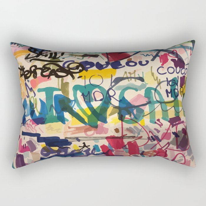 Urban Graffiti Paper Street Art Rectangular Pillow Gallery Image 2