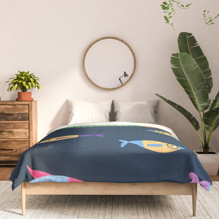 Multicolor fishes - blue Comforter Gallery Image 3