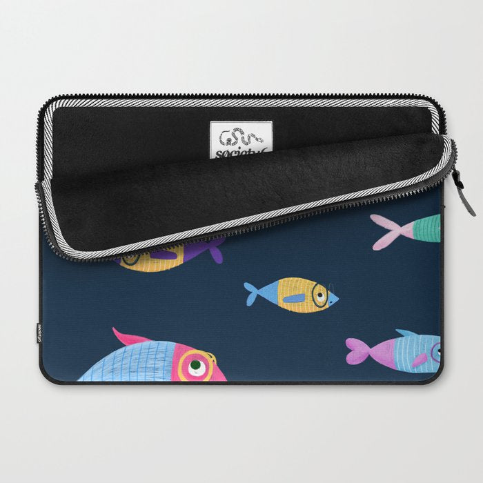 Multicolor fishes - blue Laptop Sleeve Gallery Image 2