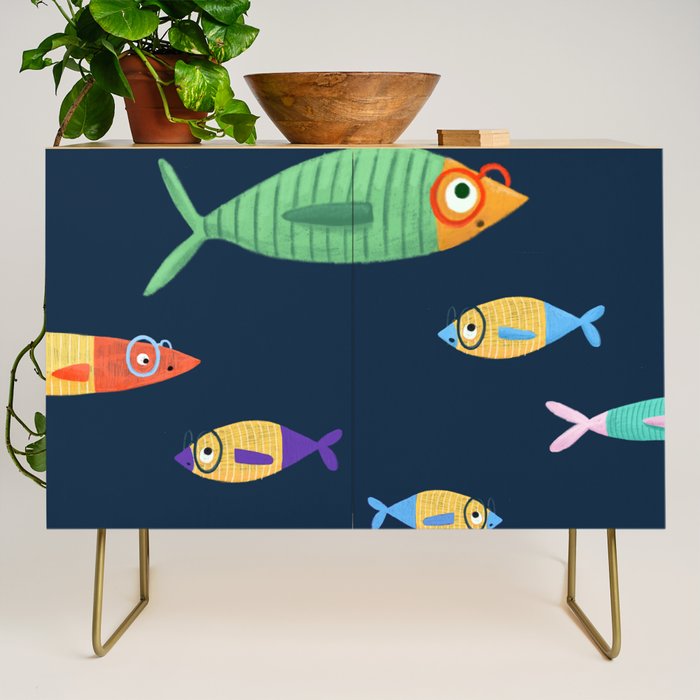 Multicolor fishes - blue Credenza Gallery Image 1