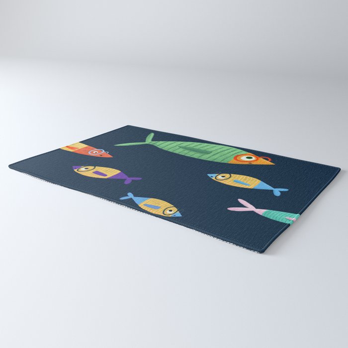 Multicolor fishes - blue Rug Gallery Image 3