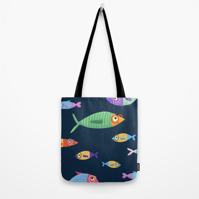 Multicolor fishes - blue Tote Bag Gallery Image 2