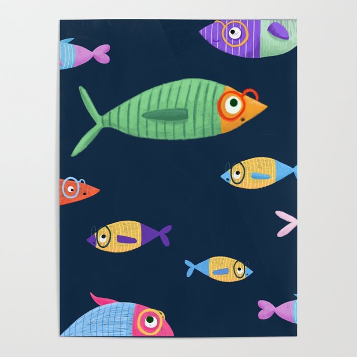 Multicolor fishes - blue Poster Gallery Image 4
