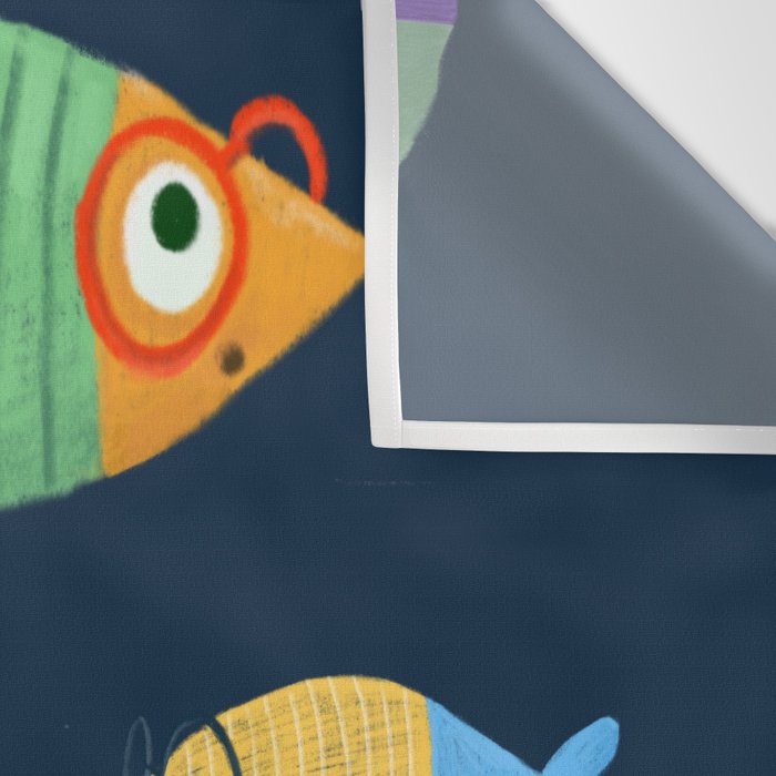 Multicolor fishes - blue Wall Tapestry Gallery Image 3