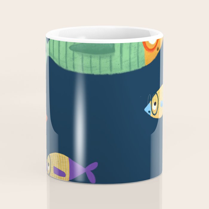 Multicolor fishes - blue Coffee Mug Gallery Image 4