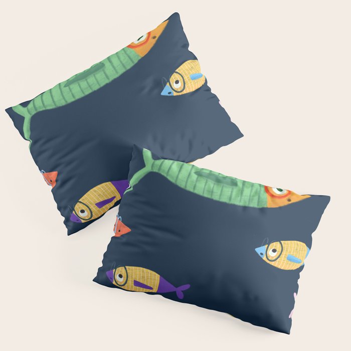 Multicolor fishes - blue Pillow Sham Gallery Image 3