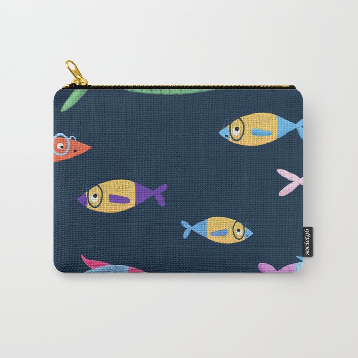 Multicolor fishes - blue Carry All Pouch Gallery Image 1