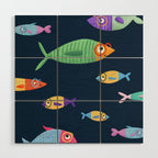 Multicolor fishes - blue Wood Wall Art Gallery Image 1