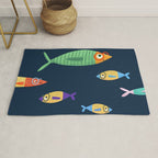 Multicolor fishes - blue Rug Gallery Image 1