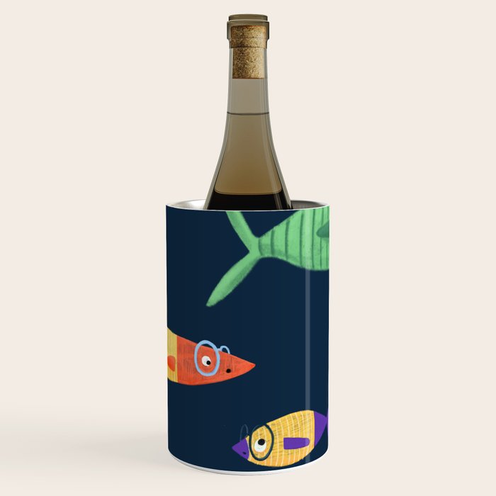 Multicolor fishes - blue Wine Chiller Gallery Image 2