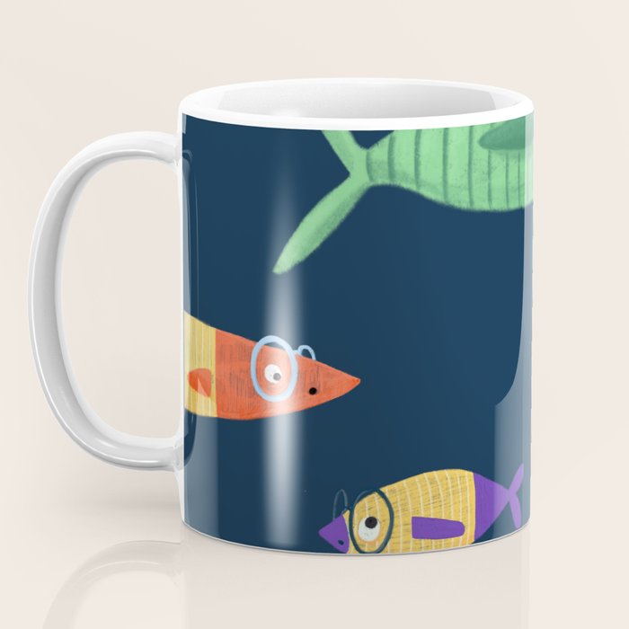 Multicolor fishes - blue Coffee Mug Gallery Image 3