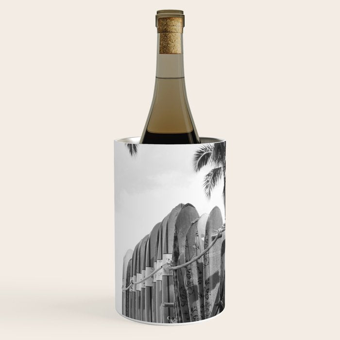 Hawaiian Surfboards - Black And White Surf Photography - Beach Photo Print - Surfboard Photograph Wine Chiller Gallery Image 1