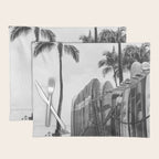 Hawaiian Surfboards - Black And White Surf Photography - Beach Photo Print - Surfboard Photograph Placemat Gallery Image 1