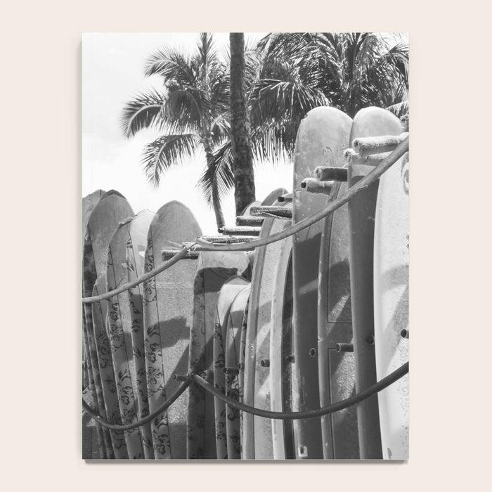 Hawaiian Surfboards - Black And White Surf Photography - Beach Photo Print - Surfboard Photograph Notebook Gallery Image 4