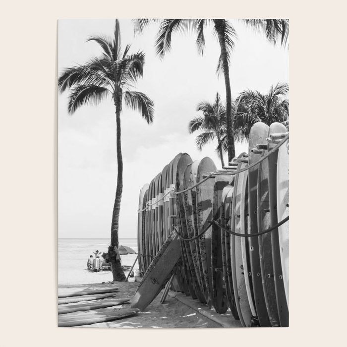 Hawaiian Surfboards - Black And White Surf Photography - Beach Photo Print - Surfboard Photograph Poster Gallery Image 4