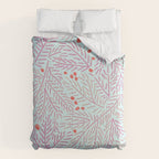 Winter Berries & Pine Branches in Teal & Pink Comforter Gallery Image 6